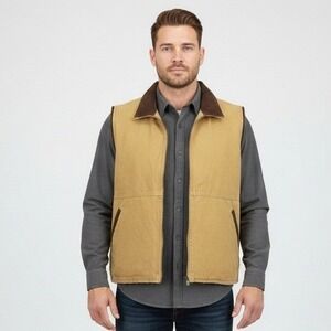 Wrangler Hero Men's Sherpa Lined Canvas Vest Workwear Tan Sz 3XL Vintage Outdoor